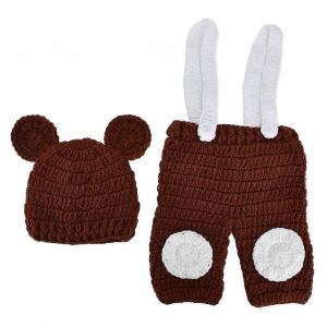 Nouveau-Né Bébé Tricoté Chapeau Rompers Doux Respirant Mignon Exquis Bébé Photo Tenues Photographie Accessoires - Neuf
