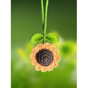 Kal-Pendentif De Rétroviseur De Voiture Tournesol Tricoté, Décoration Voiture Mignonne Pour Rétroviseur, Accessoire Intérieur Voiture Cadeau D'anniversaire Noël Nouvel An Pour Filles Femmes Amies - Neuf