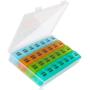 Grand Pilulier Mensuel Pour 4 Semaines,28 Jours,Grands Compartiments Pour Vitamines,Huiles De Poisson,Compléments (Coloré) - Neuf