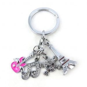 Promotion ! Porte-Clés 'tour Eiffel Rock' Rose Argenté - 35 Mm - Neuf