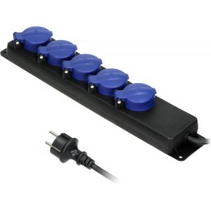 Prise Exterieure Etanche Version Allemande Rallonge d'Atelier IP44 5 Prises Schuko IP44 C&acirc;ble Caoutchouc avec C&acirc;ble (5 m) - Neuf