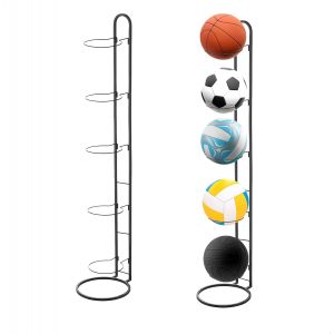 Acdsgd-Support De Balle &Agrave; 5 Niveaux Pour Ballon De Volley-Ball, Football, Basket-Ball - Support Mural De Rangement Pour Ballon De Garage - Support De Balle De Sport En M&eacute;tal (Noir) - Neuf