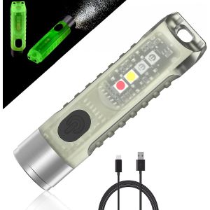 Eryi-Mini Lampe Torche Led Lampe De Poche Aurora De 400 Lumens Rechargeable Usb Petite Torche Avec Lumière Latérale Uv/Blanc/Rouge Bleu, Edc Magnétique Ip65, Urgence Cyclisme Camping Cadeau-Créatif - Neuf