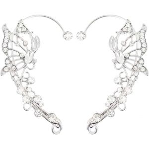 Kal-Boucles D'oreilles Papillon Pour Femmes, Clips D'oreilles Pour Femmes Sans Oreilles Percées, Boucles D'oreilles Sans Trou Clip D'oreille Boucles D'oreilles Pour Les Femmes, Argent - Neuf