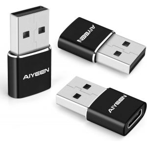 Tye-Adaptateur Usb C Femelle Vers Usb A M&acirc;le Am&eacute;lior&eacute;, Convertisseur De Type C Vers Usb A Pour Iwatch 7, Macbook, Iphone 12 13 14 Pro Max, Ipad Mini 6, Samsung Galaxy S22 (Lot De 3 Noir) - Neuf