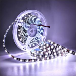 12v Bande Led, 5m Blanc 6000-6500k Ruban Noir Carte Pcb 5050 Ip65 &Eacute;tanche 300 Leds Bande Lumineuse Pour Chambre &Agrave; Coucher, D&eacute;coration De Cuisine - Neuf