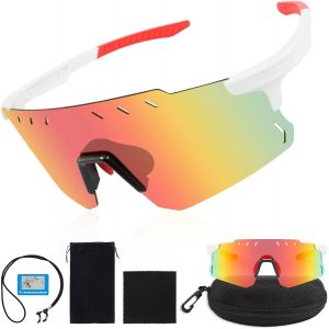 Lunettes Rapides Pour Homme Et Femme - Polaris&eacute;es Uv400 - Avec Monture R&eacute;glable - Pour Cyclisme, P&ecirc;che, V&eacute;lo De Course, Sport - Orange, Blanc., Taille Unique[Z3917] - Neuf