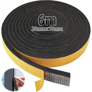Kalanka-Bande D'étanchéité Autocollante En Caoutchouc Mousse 6 M 20 X 10 Mm Joint Autocollant En Caoutchouc Mousse Pour Porte, Fenêtre, Anti Collision, Isolation Acoustique - Neuf