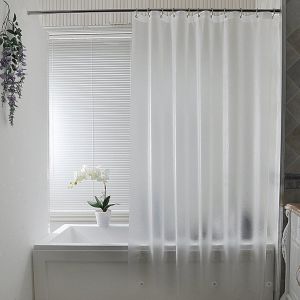 Rideau de douche anti-moisissure (givré) 1 pièce 180 x 180 cm Rideau de bain semi-transparent Rideau de bain épais EVA Imperméable Lavable 3D Rideau de bain avec 12 anneaux - Neuf
