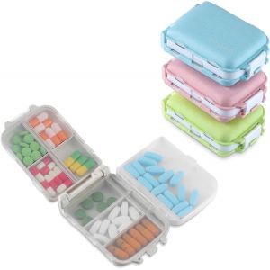 Pack De 4 8 Compartiments Pilule Cas, Les Voyages Boîte À Pilules, Quotidien De L'humidité-Preuve De La Pilule De L'organisateur, De La Médecine De La Vitamine Titulaire Conteneur - Neuf