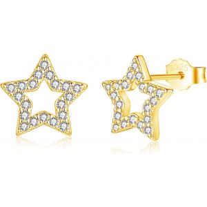 Kal-Boucles D'oreilles Pour Femme En Argent Sterling 925 Avec Zircone Cubique, Boucles D'oreilles En Forme D'étoile Hypoallergéniques En Argent 925, Petites, Cartilage Mignon, Sommeil Plat, - Neuf