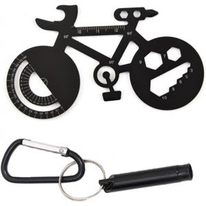 Outil Multifonction Vélo 7 En 1,Porte Cle Velo Avec Siffler,Multitool Velo Compact En Alliage D'aluminium¿Petit Couteau, Rapporteur, Règle Métrique,Ouvre Bouteille Velo¿Noir¿ - Neuf
