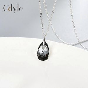 Romantique Saint-Valentin Cadeau Nouvel An Gem Collier, Pendentif En Cristal Collier Bijoux Pour Femmes Collier Pierre De Naissance Pour Femmes, Larmes De L'ange Noir - Neuf
