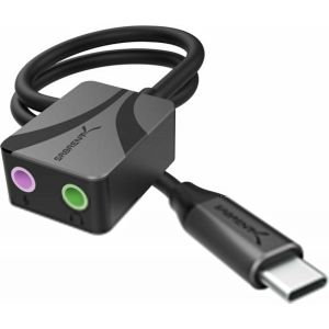 KALANKA-Adaptateur USB C Jack 3.5 mm, Carte Son Externe Haute R&eacute;solution 24 Bits/96 KHz, Prise Jack USB C Double pour Micro et St&eacute;r&eacute;o, Corps en Aluminium, Compatible Windows, macOS, Android (AU-UCMA) - Neuf