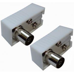 2X Connecteur prise fiche antenne TV femelle coud&eacute;e 9,5mm IEC 169-2 t&eacute;l&eacute; coaxial pour rallonge - C11322 - Neuf