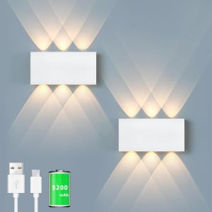 2pcs Lampe Murale Avec Interrupteur Touch Trois Couleurs Variateur Continu Led Sans Fil Installation Magnétique Intérieur Décoration Table De Nuit (2pcs Noyer) - Neuf