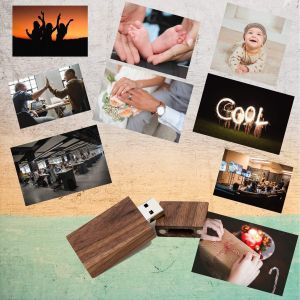 16GB Wooden USB 3.0 Flash Drive Set of 2, 16GB 3.0 Super-Speed USB Flash Drive 16 GB Elegant USB Flash Drive Thumb Drive Business Gift or Gift for Friends,Black Walnut - Neuf