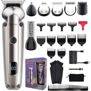 Tondeuse Barbe Homme Tondeuse Cheveux Hommes Professionnelle Avec Lame En T De Coupe De Cheveux Chauve 0 Mm Rasoir &Eacute;lectrique Tondeuse Corps De Pr&eacute;cision Pour Nez 7 En 1 - Neuf