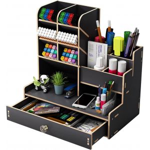 ERSHI-Organiseur de bureau en bois à monter soi-même, grande capacité, boîte de rangement avec tiroir pour la maison, le bureau et[11] - Neuf