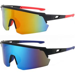 2 Pcs Lunettes De Vélo, Lunette De Soleil Sport Polarisée, Lunettes De Soleil Pour Homme Femme, Lunettes Velo, Protection Uv400 Pour Activités De Plein Air Comme Le Cyclisme - Neuf