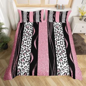 Housse De Couette Homewish Safari Leopard, Parure De Lit Double À Imprimé Guépard Bleu, Housse De Couette En Peau De Guépard Pour Enfants, Filles Et Garçons, Parure De - Neuf