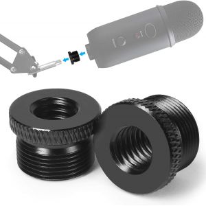 ChenQuanSarl-Pack De 2 Adaptateurs Filetés, 5/8"" Mâle À 3/8"" Femelle Micro Vis Pour Blue Yeti/Blue Snowball/Blue Yeti X Support De Support De Microphone Par (Noir) - Neuf