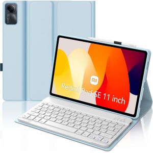 Coque Avec Clavier Xiaomi Redmi Pad Se 11"", Clavier Italien Pour Xiaomi Tablet Redmi Pad Se, Bluetooth 5.0, Smart Cover Xiaomi Redmi Pad Se, Bleu Clair - Neuf