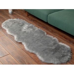 Tapis En Fausse Fourrure Grise 120x60cm Pour Salon Et Chambre - Neuf