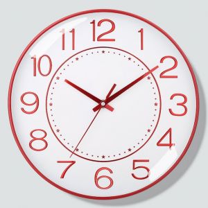 Horloge murale silencieuse rouge 8"", horloge murale de salon à la mode - Neuf