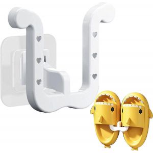 3pcs porte-pantoufles de salle de bain,étagère à chaussures multifonctionnelle,suspension murale sans perçage,étagère à chaussures pliable auto-adhésive-3Pcs blanc - Neuf