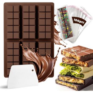 Moule Tablette Chocolat, Moule Chocolat de 6 Cavit&eacute;s, Moule Silicone Tablette de Chocolat Sans BPA, Moule Mini Tablette Chocolat pour Faire du Chocolat - Neuf