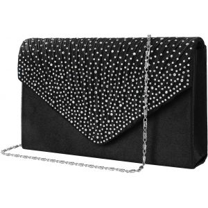 Satin Pochette Mariage Soir&eacute;e Sac &agrave; Main Bandouliere pour Femme pour F&ecirc;te Cocktail Mariage Cadeau,&Eacute;l&eacute;gant Enveloppe Bourse Chaine Diamant Pour Dame Fille - Neuf