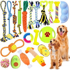 Sept-Jouets Pour Chien,20pcs Jouet Chien Corde,Durables Indestructible Jouet &Agrave; M&acirc;cher Corde De Dentition,Jouets M&acirc;cher D'entra&icirc;nement Des Dents Interactif Pour Petit Et Moyen Chien - Neuf