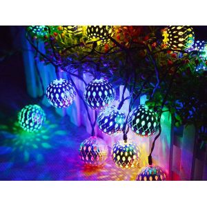 Guirlande Lumineuse Led Multicolore &Agrave; 20 Boules, Aliment&eacute;e Par Piles, 2 M - Neuf