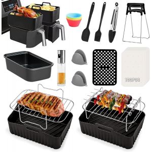NouvelHorizonstore-Accessoires Air Fryer, 20PCS Accessoires pour Ninja Foodi Dual AF400EU AF300EU Double Stack XL, Moule Silicone Air Fryer 7,6L-9,5L, Air Fryer Accessoires, Accessoires pour Friteuse - Neuf