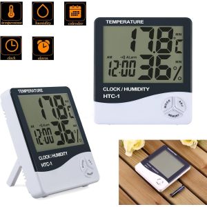 2 Paquets LCD Digital Hygrom&egrave;tre Thermom&egrave;tre Temp&eacute;rature Humidit&eacute; M&egrave;tre Horloge d'Int&eacute;rieur -50 &deg;C+ 70 &deg;C, 10%99%RH - Neuf