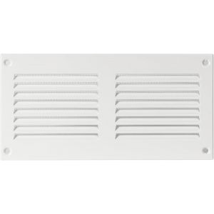 Grille d'aération blanche de 20 x 10 cm - Grilles d'air à retour en acier - pour plafond et paroi latérale - CVC - avec écran de protection contre les insectes (200 x 100 mm, blanc) - Neuf