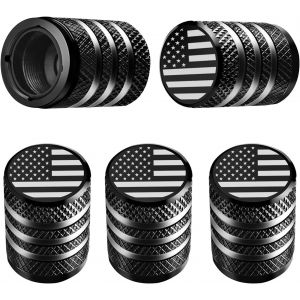 Lot de 5 capuchons de valve de pneu en métal avec revêtement en plastique, anti-corrosion, anti-fuite, motif drapeau américain, pour voiture, camion, moto, vélo - Neuf