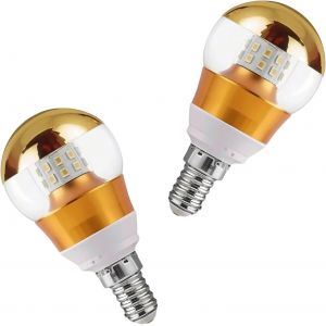 SJZG-Lot De 2 Ampoules Led E27 5W 7W 9W 200V, Couleur Argent, Miroir, Blanc Chaud Et Froid, Pour Éclairage Intérieur Et Décoration De Meubles(E14-5W-Gold,Neutral) - Neuf