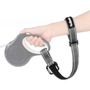 Sangle De Poignet Pour Chien, Sangle De S&eacute;curit&eacute; Pour Laisse R&eacute;tractable, R&eacute;fl&eacute;chissante Et Verrouillable Avec Poign&eacute;e Rembourr&eacute;e Douce R&eacute;glable Pour La Marche (Gris) - Neuf
