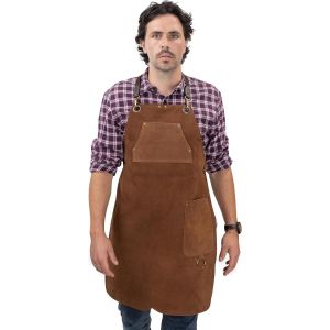Ulteronixshop-Tablier en Cuir de qualit&eacute; sup&eacute;rieure - Tablier de Barbecue en Cuir int&eacute;gral - Tablier en Cuir Vintage coup&eacute; Une Fois - BBQ & Cuisine - Stan (L-XL) - Neuf
