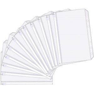 12 Pi&iquest;&iquest;ces Pochettes Classeur 6 Anneaux A5 Pochette Plastique A5 Transparent ?tanche PVC Dossiers &iquest;&iquest; Glissi&iquest;&iquest;re 6 Trous Sacs Zipp&iquest;&iquest;s &iquest;&iquest; Feuilles Mobiles pour Documents Cahiers Cartes Taille A5 - Neuf