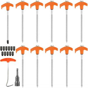 Eryi-11 Pcs Piquets De Tente À Visser En Fileté Rotatifs, Piquet De Tente A Visser, 20,5 Cm Piquets De Fixation Camping Stables, Pour Sardines De Fixation Tentes, Clous Piquet Ancrage Au Sol Dur - Neuf