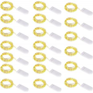 Kal-10 Guirlande Lumineuse À Piles, 1m 10 Led Mini Guirlande Led Fil De Cuivre Fairy Lights Girlande Lumière, Pour Décoration Noël Fête Mariage Jardin Terrasse Pelouse Maison, Blanc Chaud (20) - Neuf