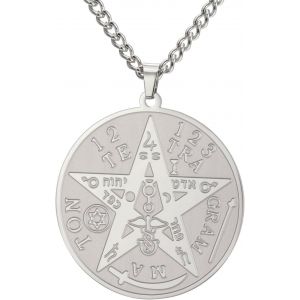 Kal-Pendentif Tetragrammaton Collier Pentagramme Pour Hommes Femmes Amulette De Protection Wiccan Collier Étoile Pentacle Amulette De Salomon Collier D'énergie - Neuf