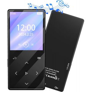 Lecteur MP3 64 Go avec Bluetooth 5.0 Lecteur de Musique Num&eacute;rique Portable avec Son HiFi Haut-Parleur Int&eacute;gr&eacute; Support Radio FM Enregistreur Vocal Carte TF - Neuf