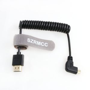 ERYI-8K 2.1 Micro Hdmi À Angle Droit Vers Hdmi Câble Spiralé Haute Vitesse Pour Go-Pro Hero 3/4 Canon Eos M5 Sony A6000 A7Iii Rx10 Nikon B500 Z6 Raspberry Pi 4 Atomos Ninja 2 Monitor - Neuf
