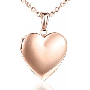 Kal-Collier Avec Pendentif D'amiti&eacute; En Forme De Coeur Avec Image - Cha&icirc;ne Photo Personnalis&eacute;e, Cadeau Pour Filles Et Gar&ccedil;ons, Cha&icirc;ne Avec Amulette Photo Pour Ouvrir Le Pendentif M&eacute;moire - Neuf