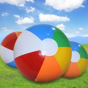 Lot de 12 ballons de plage gonflables en PVC color&eacute;s - Parfaits pour s'amuser en plein air, nager et jouer dans la cour - Durables et faciles &agrave; gonfler ! - Neuf