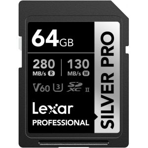 Silver Pro Carte Sd 64Go, Carte M&eacute;moire Sd Uhs-Ii, V60, U3, C10, Jusqu'&Agrave; 280Mo/S En Lecture, 130Mo/S En &Eacute;criture, Carte Sdxc Pour Dslr/Cam&eacute;ra/Photographe/Vid&eacute;aste/Passionn&eacute; (Lsdsipr064G-Bnnaa) - Neuf